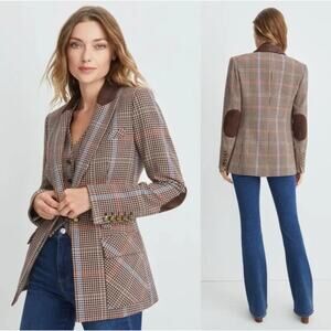 VERONICA BEARD Destry Houndstooth Plaid Dickey Jacket Blazer Size 4